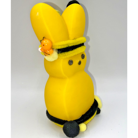 Large Yellow Bunny Peep Ninja Bumble Bee Peep Fluffy Pom Deb O. Originals OOAK - Picture 5 of 16